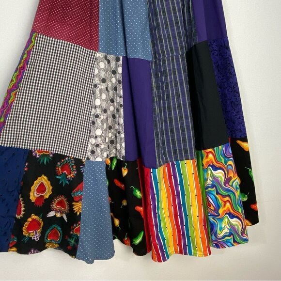 Handmade Patchwork Tiered Maxi Skirt Medium Boho Hippie Streetwear 70s Gypsy - Picture 8 of 11